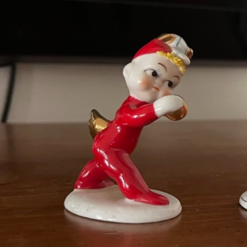 Vintage Rare Lefton Red Devil Baseball Player Figurine